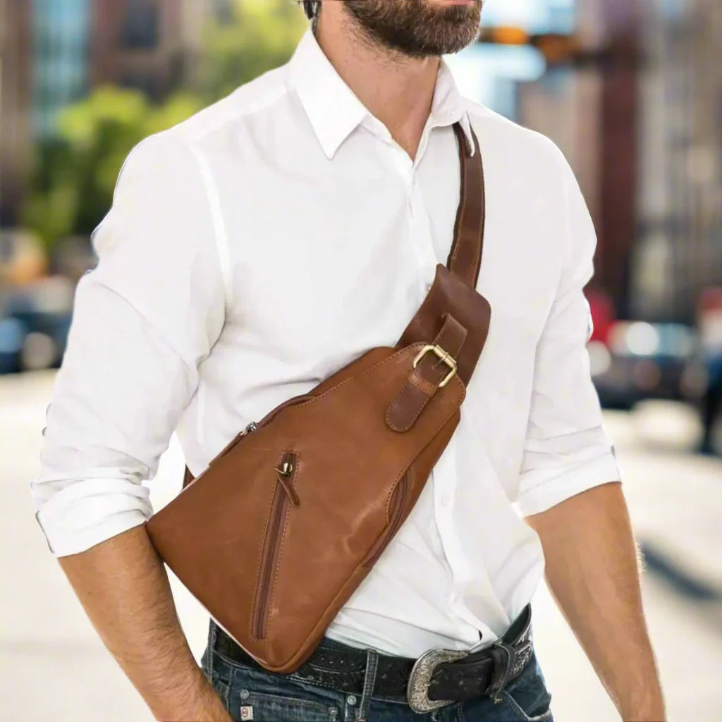 Premium Handcrafted Leather Sling Bag | Backpack | Crossbody Messenger Bag - Velora Luxury Fashion