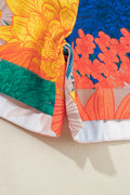 Printed Button Up Long Sleeve Top and Shorts Set - Velora Luxury Fashion