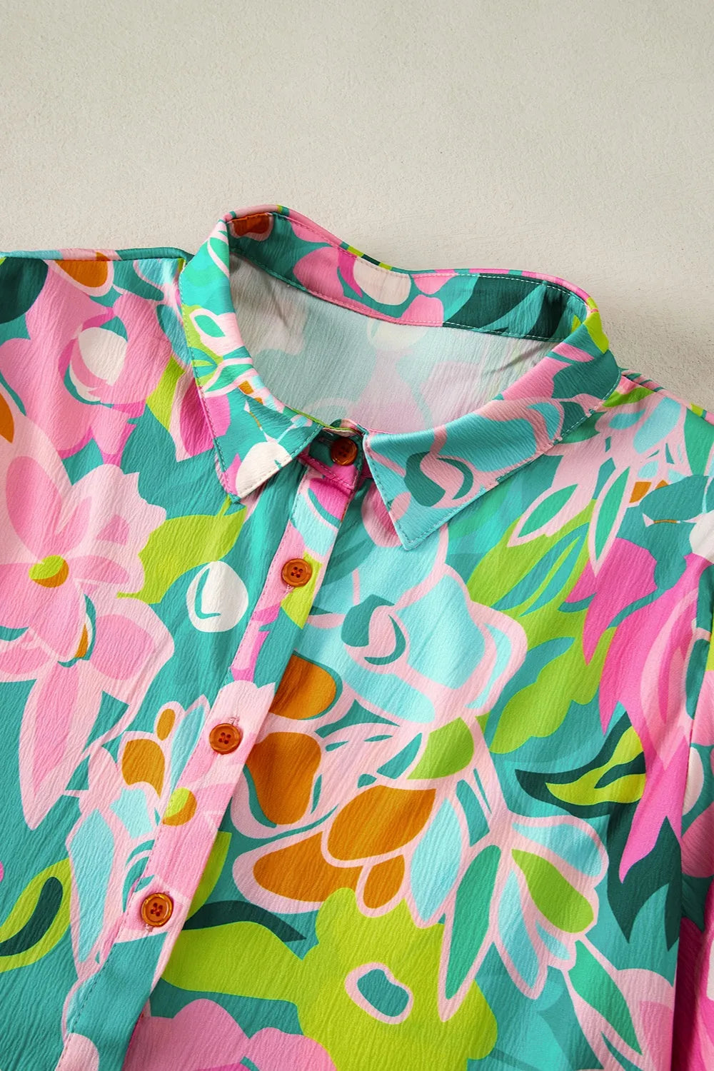 Printed Collared Neck Puff Sleeve Mini Dress - Velora Luxury Fashion