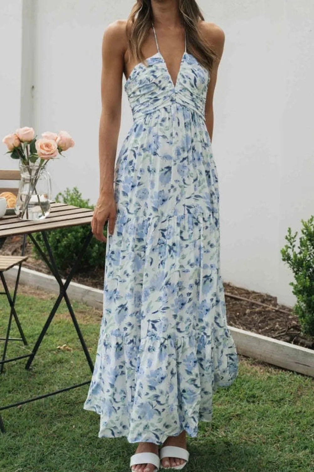 Printed Halter Neck Cami Dress - Velora Luxury Fashion