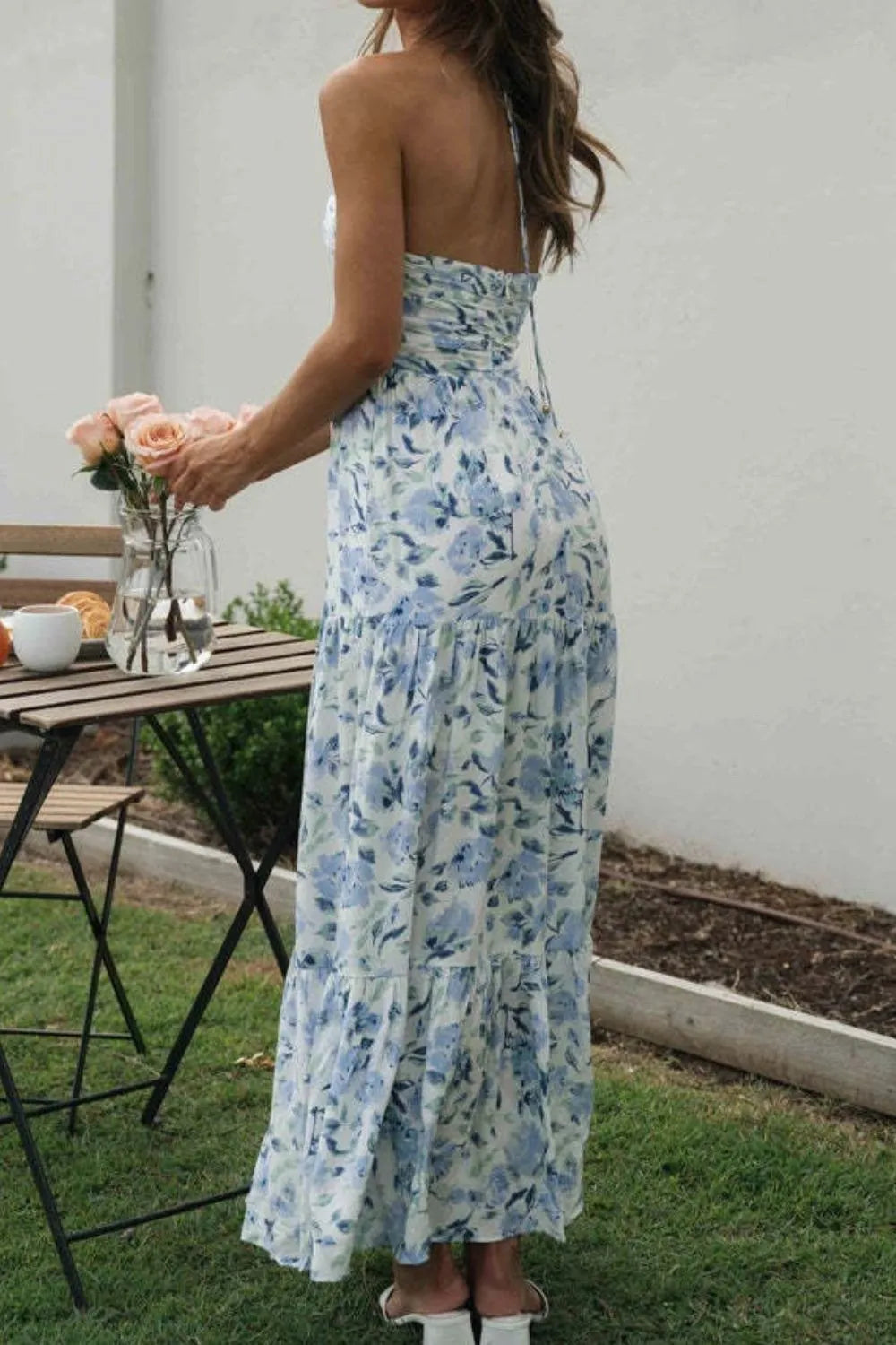 Printed Halter Neck Cami Dress - Velora Luxury Fashion