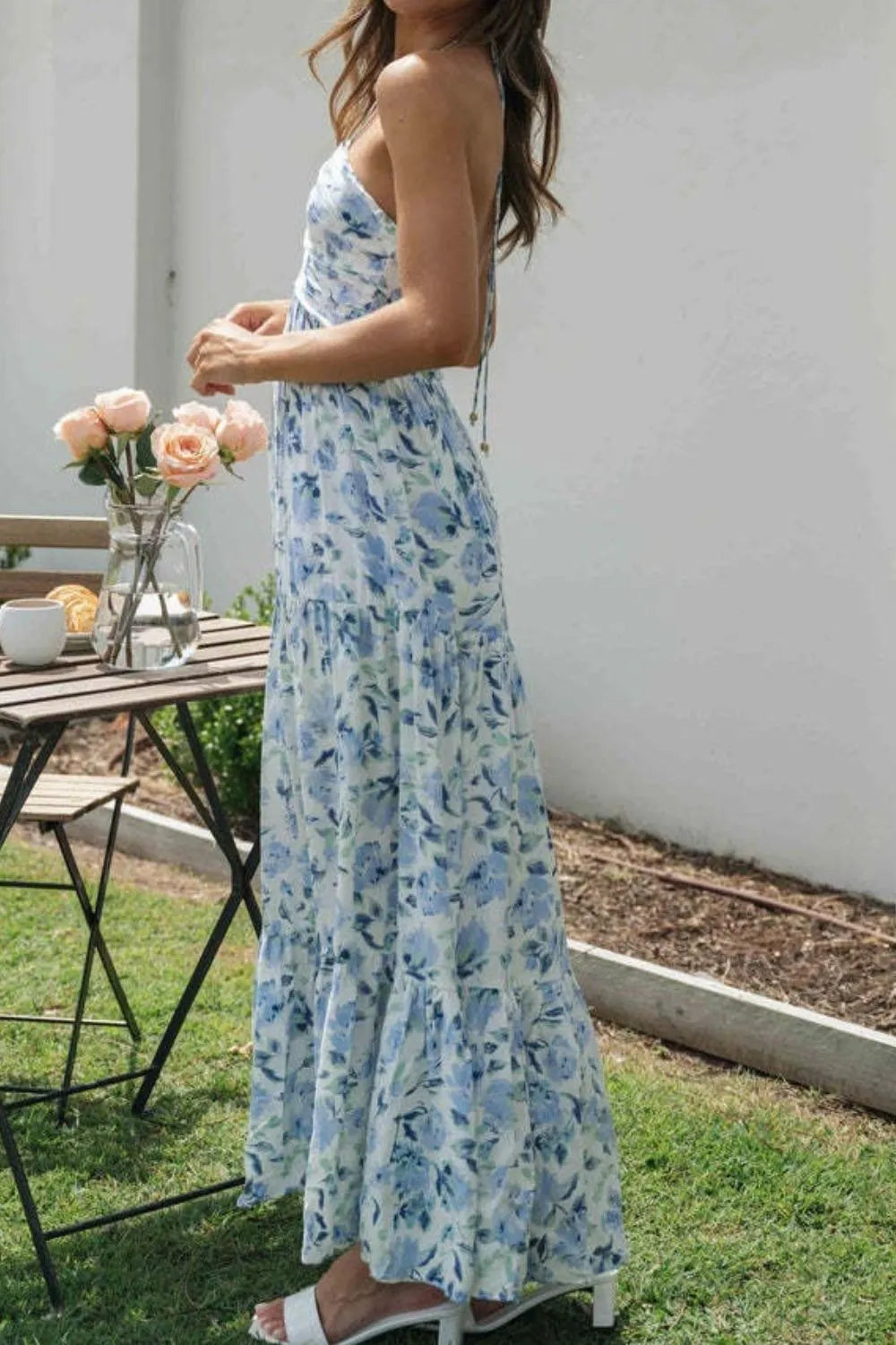 Printed Halter Neck Cami Dress - Velora Luxury Fashion