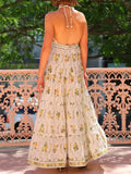 Printed Halter Neck Maxi Cami Dress - Velora Luxury Fashion