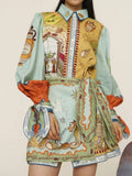 Printed Long Sleeve Shirt Dress - Velora Luxury Fashion