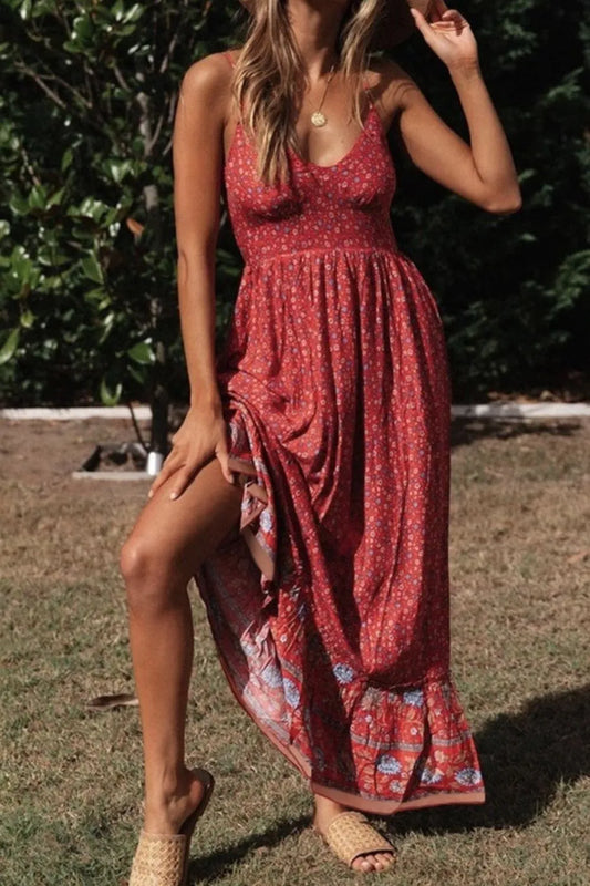 Printed Maxi Cami Dress - Velora Luxury Fashion