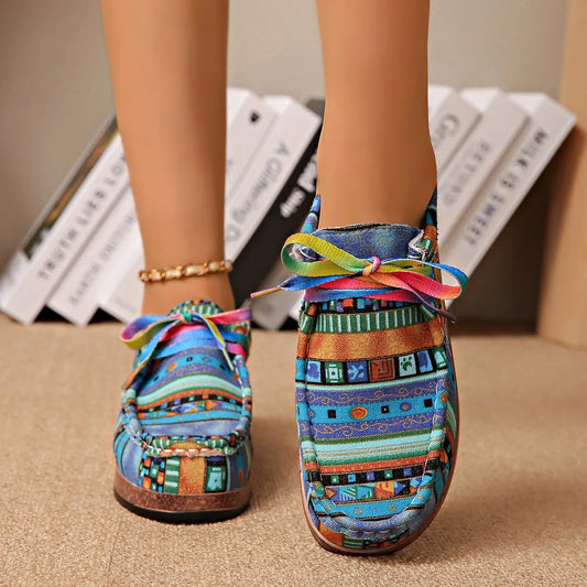 Printed Round Toe Sneakers - Velora Luxury Fashion