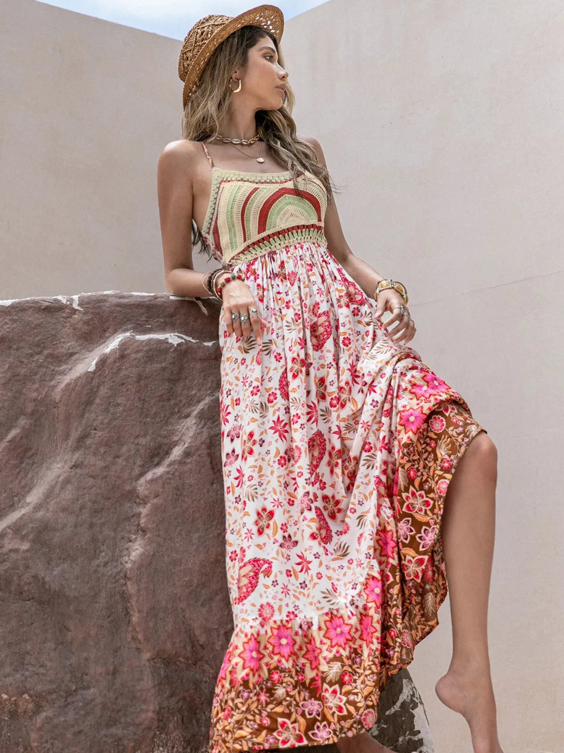 Printed Scoop Neck Cami Dress - Velora Luxury Fashion