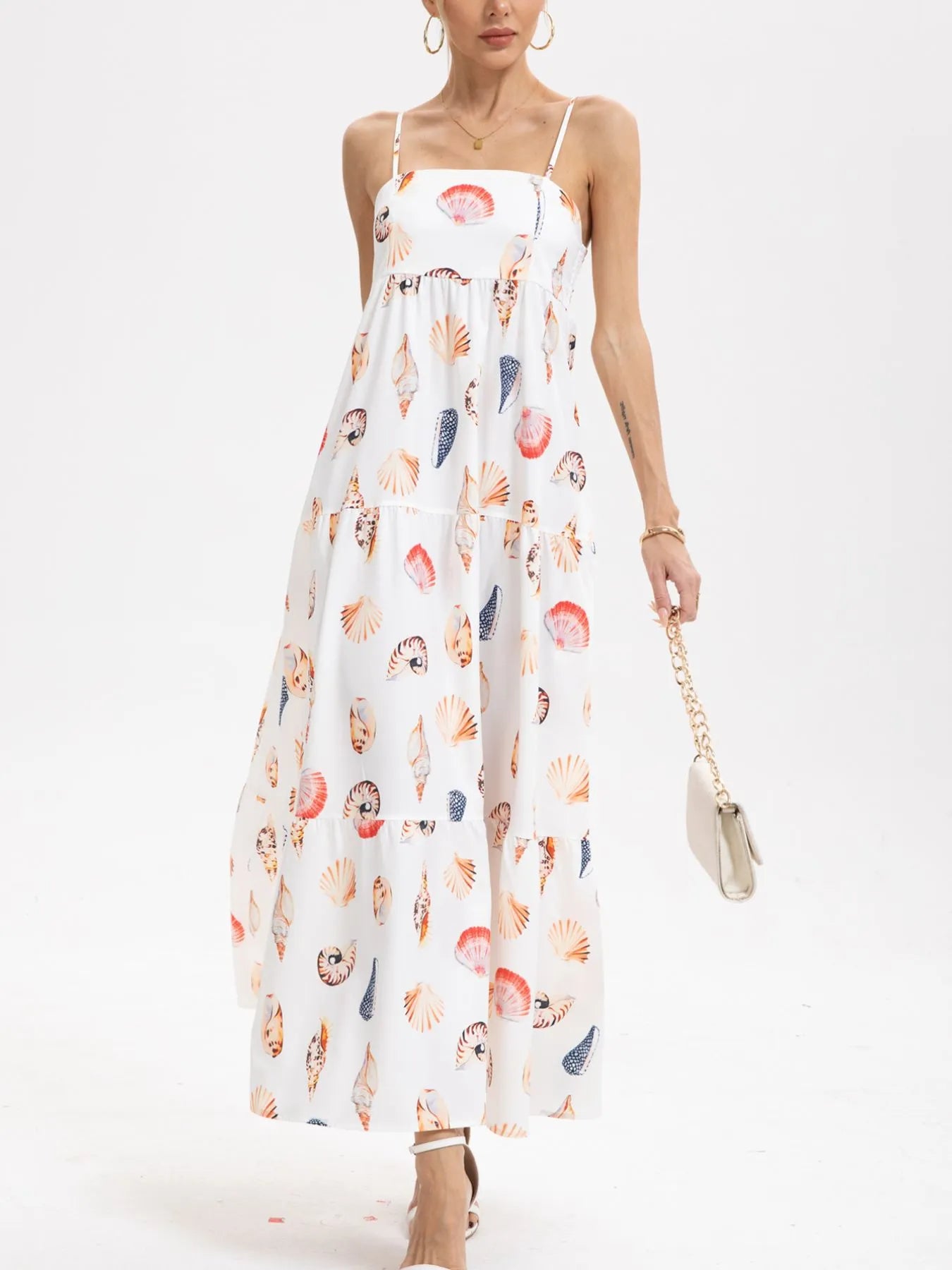 Printed Square Neck Cami Maxi Dress - Velora Luxury Fashion