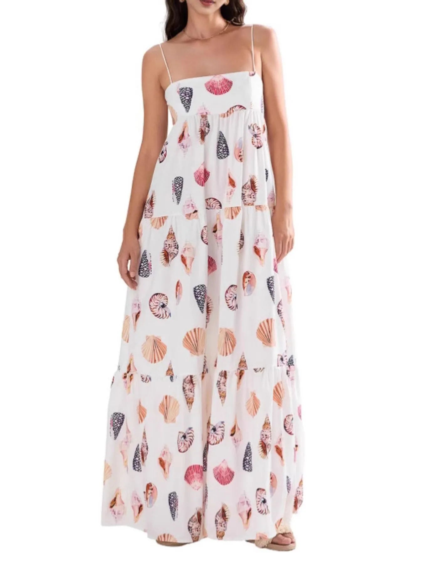 Printed Square Neck Cami Maxi Dress - Velora Luxury Fashion