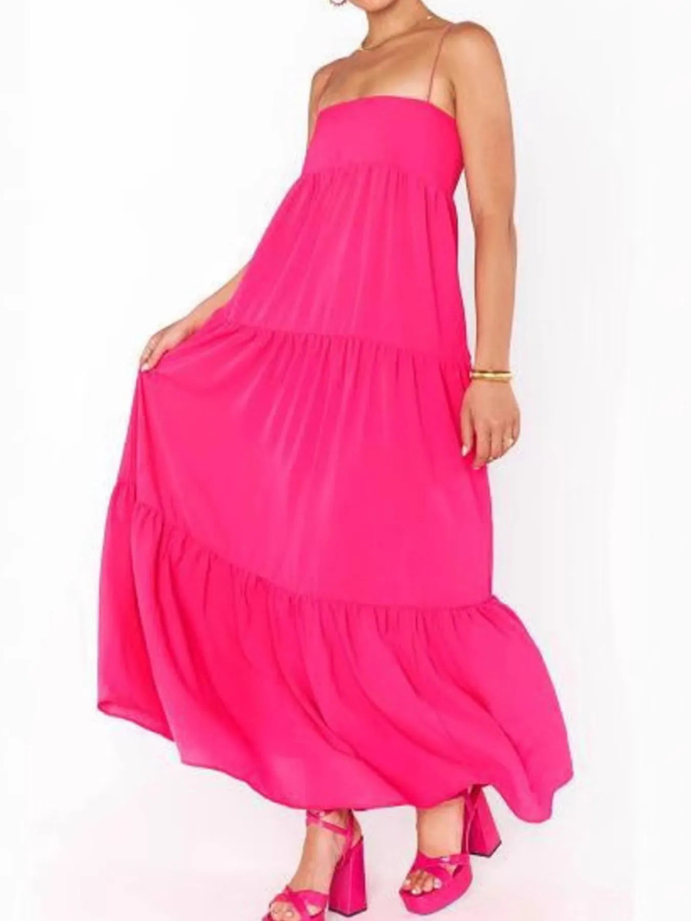 Printed Square Neck Cami Maxi Dress - Velora Luxury Fashion