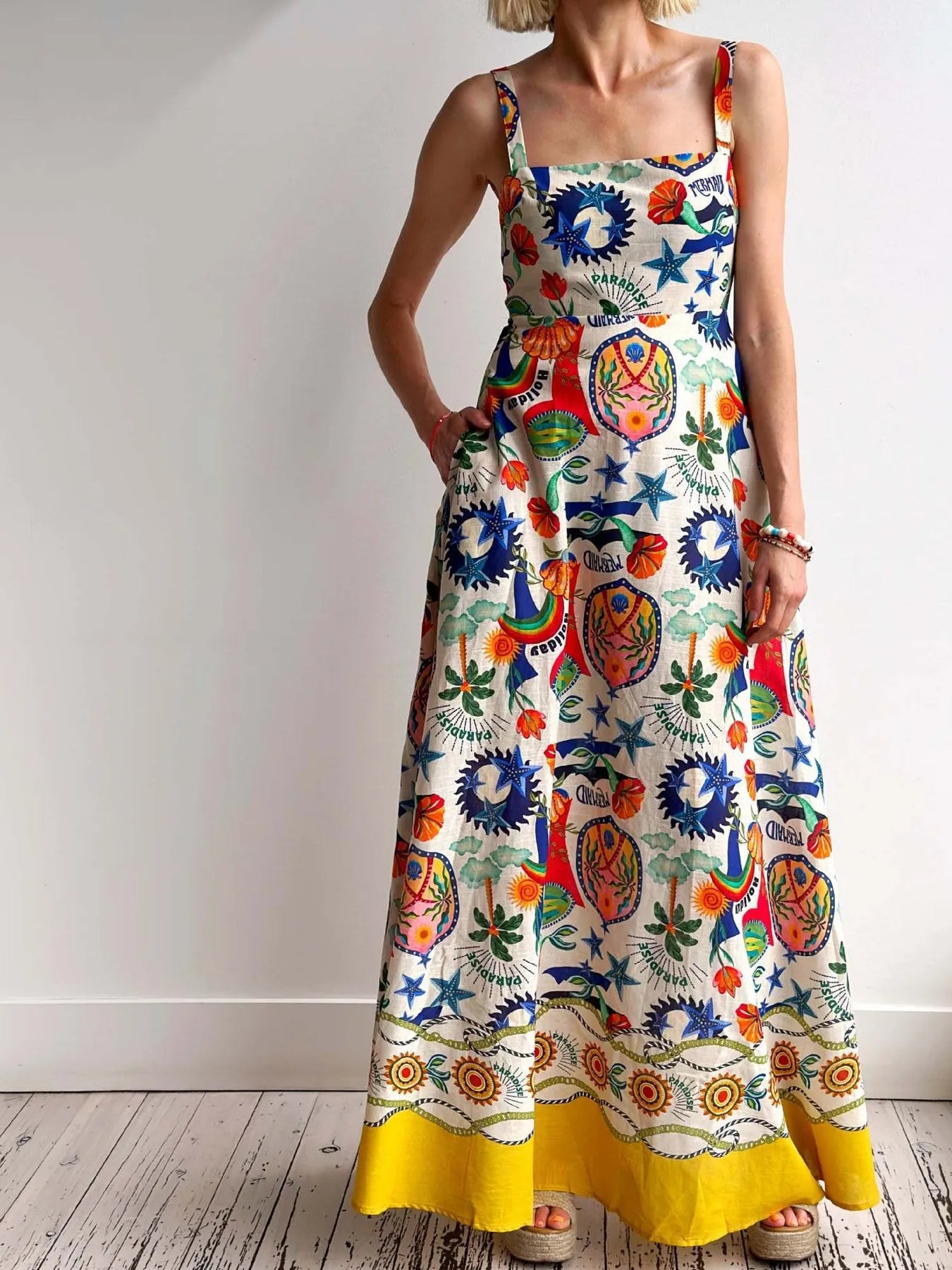Printed Square Neck Maxi Dress - Velora Luxury Fashion