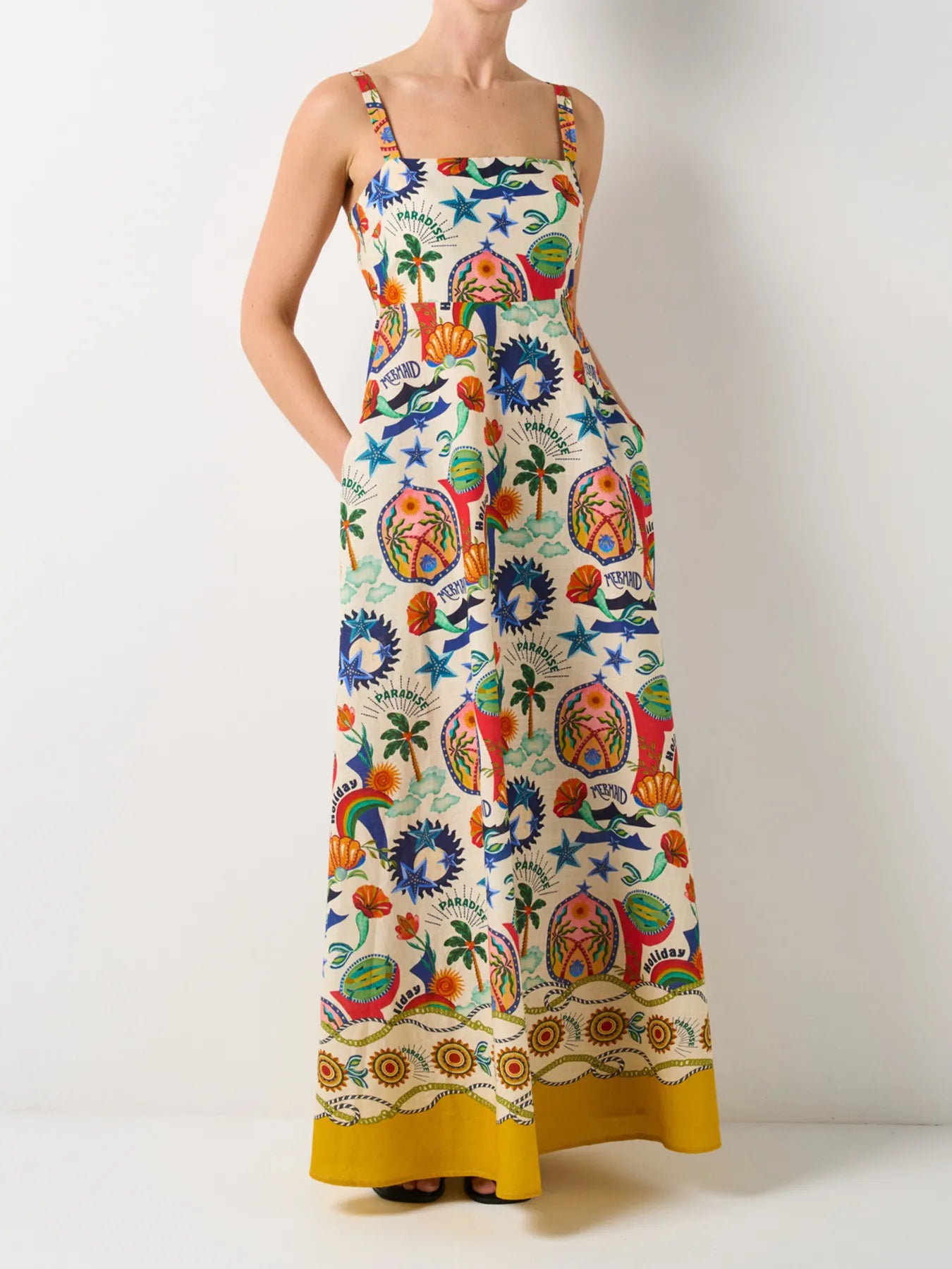 Printed Square Neck Maxi Dress - Velora Luxury Fashion