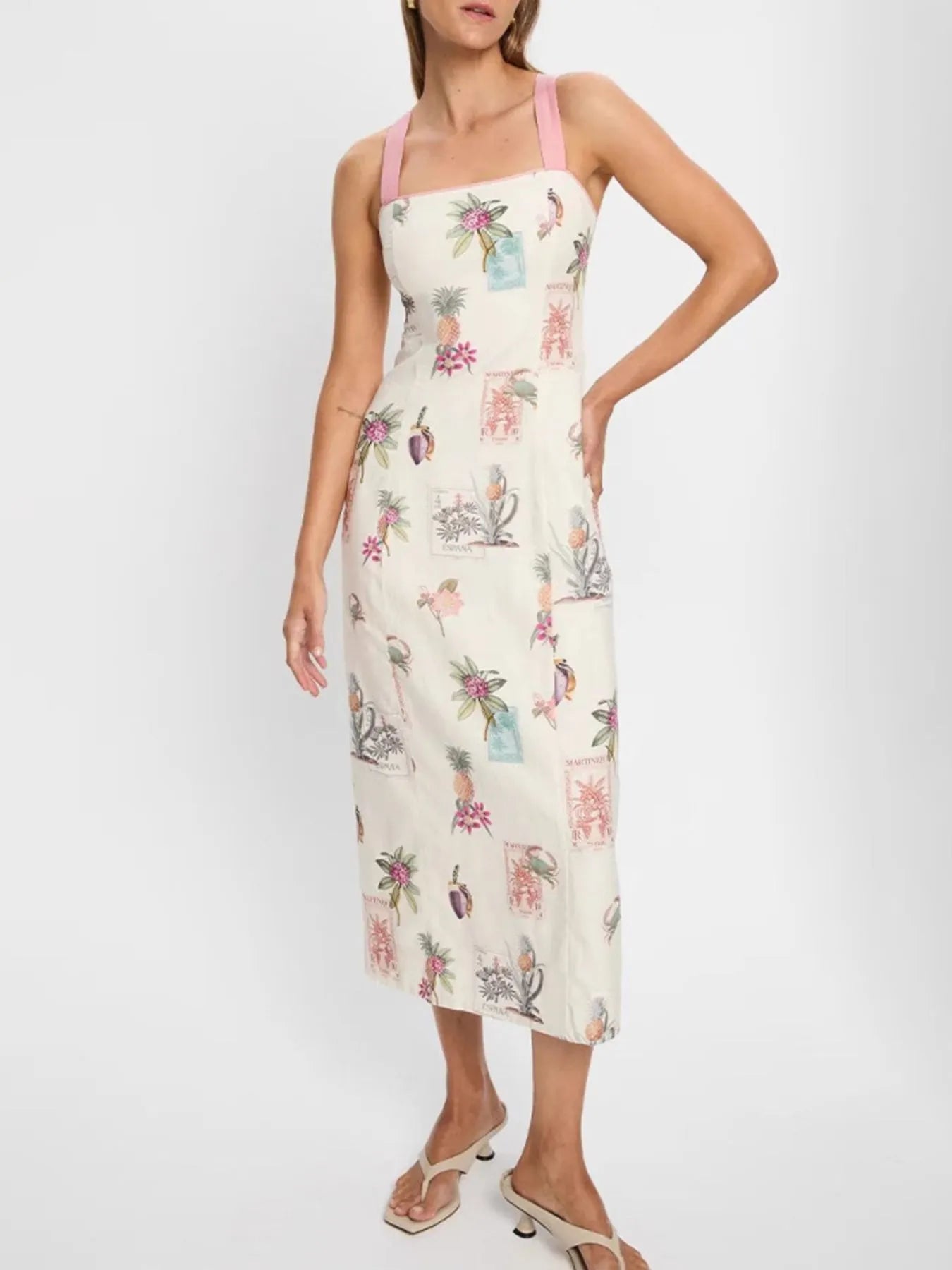 Printed Square Neck Midi Cami Dress - Velora Luxury Fashion