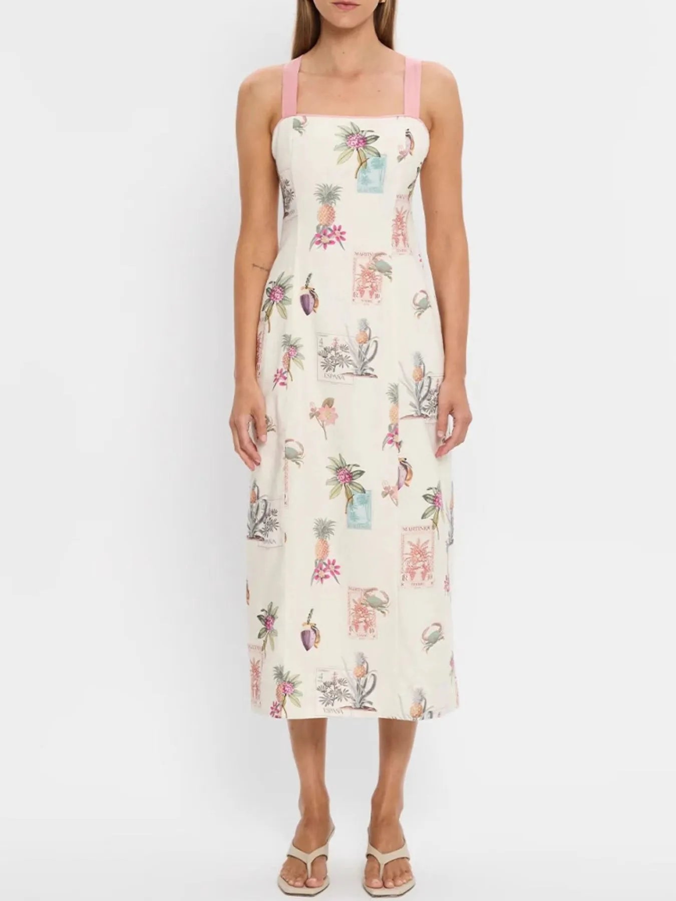 Printed Square Neck Midi Cami Dress - Velora Luxury Fashion