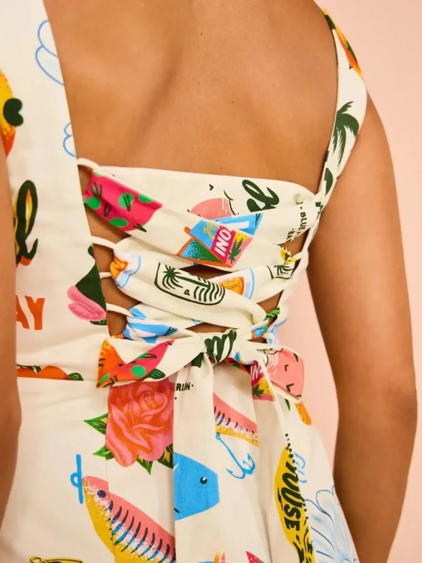 Printed Square Neck Summer Mini Dress - Velora Luxury Fashion