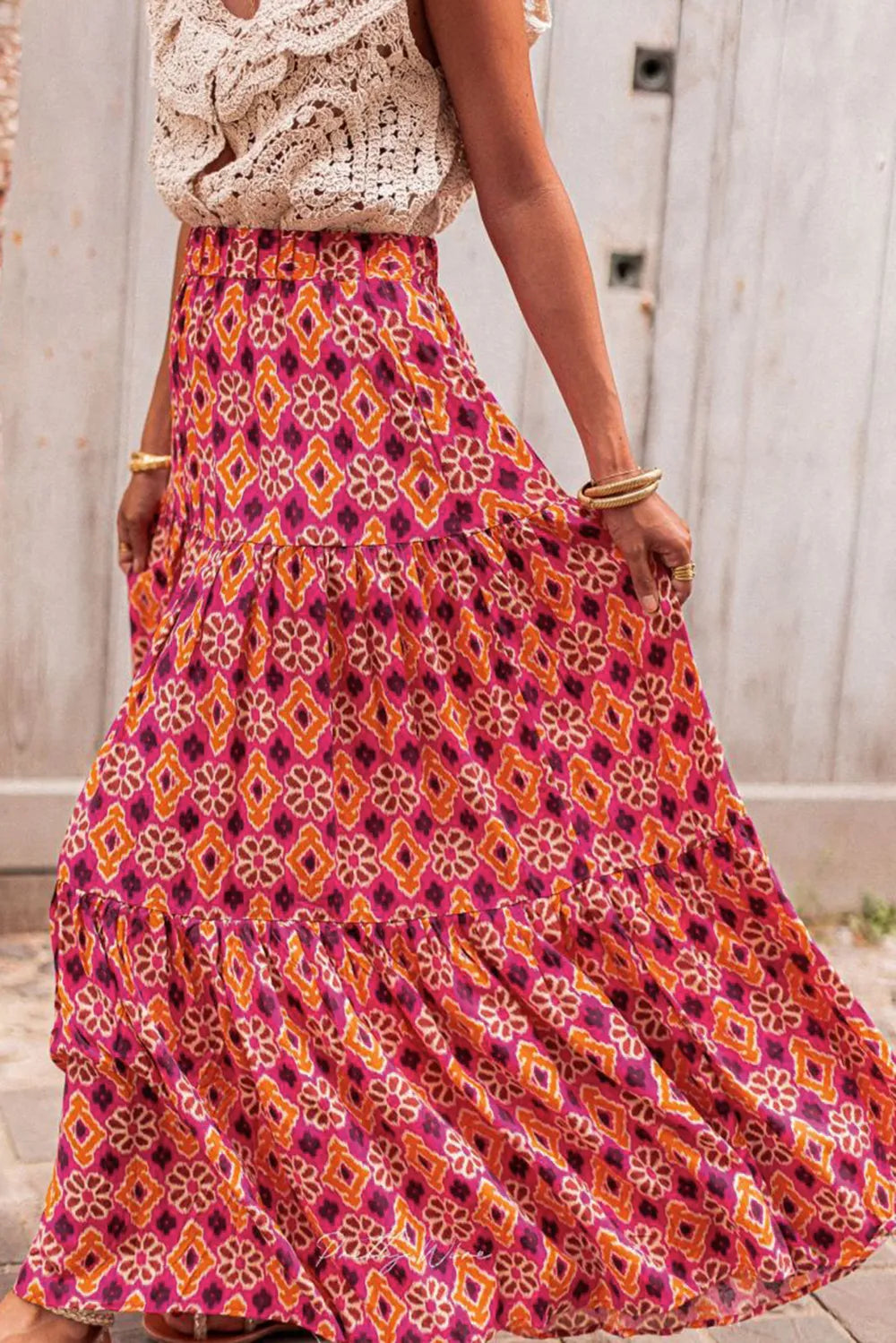 Printed Tiered Maxi Skirt - Velora Luxury Fashion
