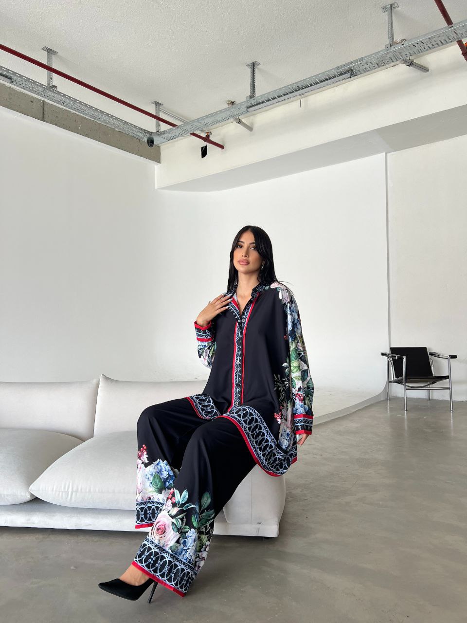 Printed Top with Wide Leg Pants - Velora Luxury Fashion