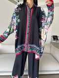 Printed Top with Wide Leg Pants - Velora Luxury Fashion