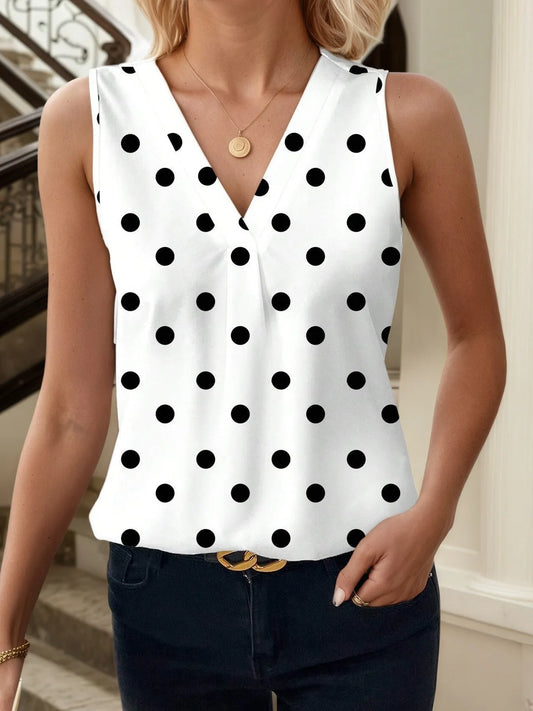 Printed V-Neck Tank - Velora Luxury Fashion