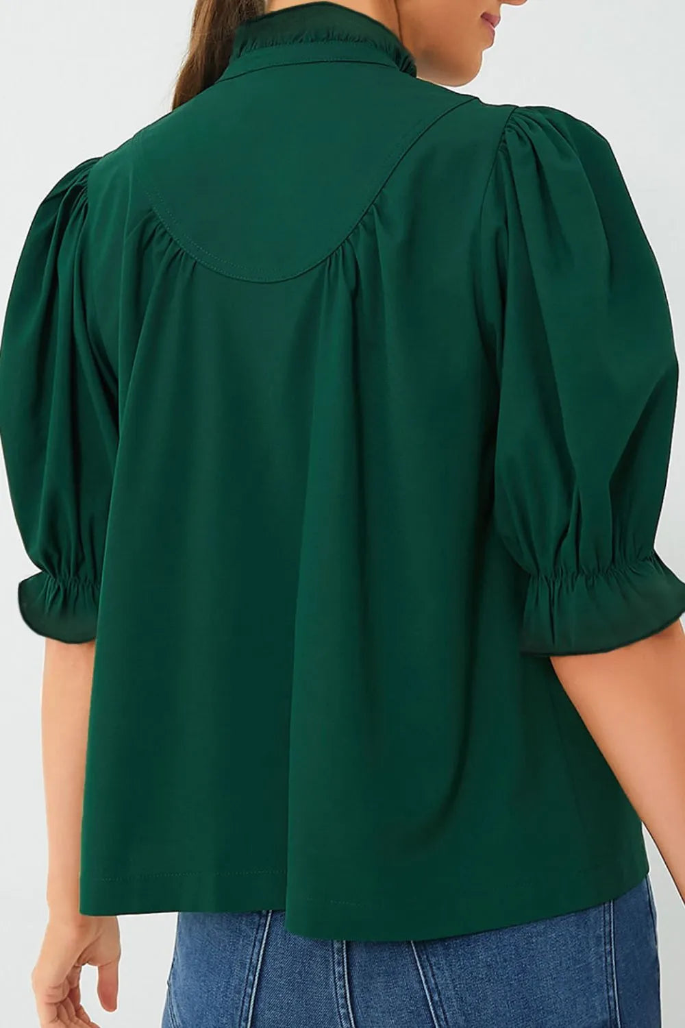 Puff Sleeve Frilled Trim Elegant Blouse - Velora Luxury Fashion