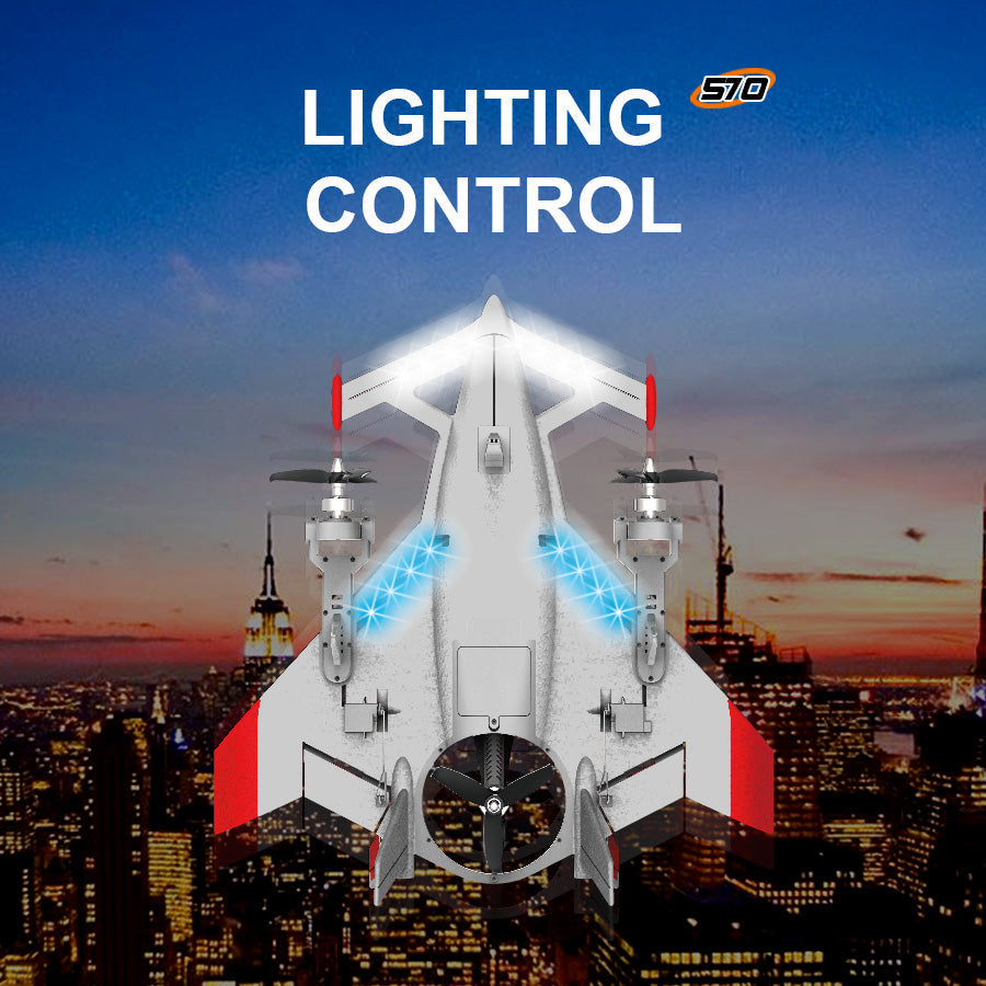 QIDI 570 VTOL RC Plane Brushless with 7.4V Battery, LED Lights & Crane Mode - Velora Luxury Fashion