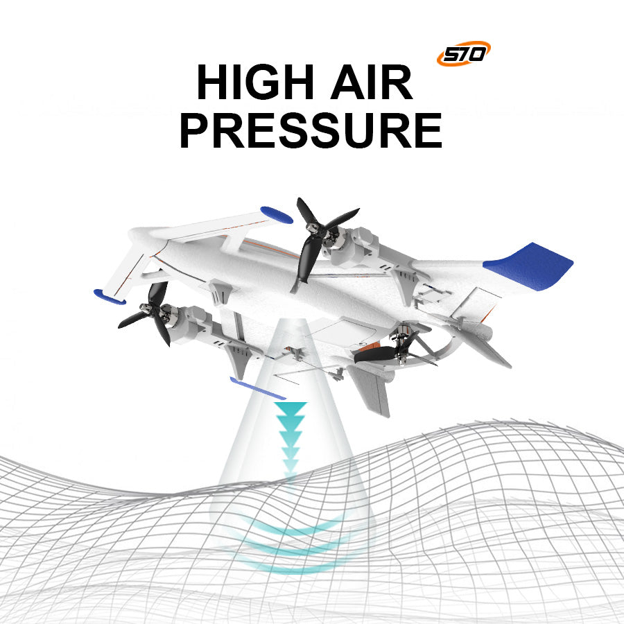 QIDI 570 VTOL RC Plane Brushless with 7.4V Battery, LED Lights & Crane Mode - Velora Luxury Fashion