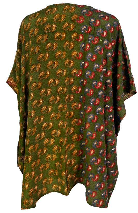 PRC6119 Avatar Pure Silk Short Kaftan Tunic without Slits - Velora