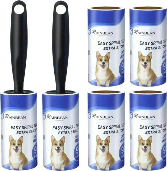 RAINBEAN Pet Hair Lint Roller, 540 Sheets, 6 Refills, 2 Handles - Velora