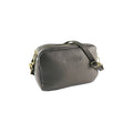RB1008AQ | Tracollina Donna Doppia Lampo in Vera Pelle Made in Italy. Tracolla removibile. Attacchi con moschettoni in metallo Oro Lucido - Colore Taupe - Dimensioni: cm 20 x 15 x 9 - Velora Luxury Fashion