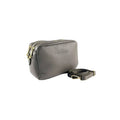 RB1008AQ | Tracollina Donna Doppia Lampo in Vera Pelle Made in Italy. Tracolla removibile. Attacchi con moschettoni in metallo Oro Lucido - Colore Taupe - Dimensioni: cm 20 x 15 x 9 - Velora Luxury Fashion