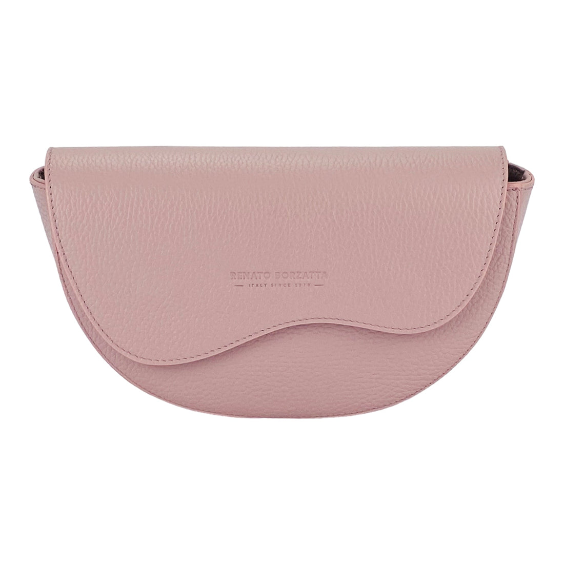 RB1027AZ  | Borsa Donna a Bandoliera stondata in Vera Pelle Made in Italy. Tracolla removibile e regolabile in pelle. Accessori Nickel Lucido - Colore Rosa Antico - Dimensioni: cm 25 x 15 x 9 - Velora Luxury Fashion