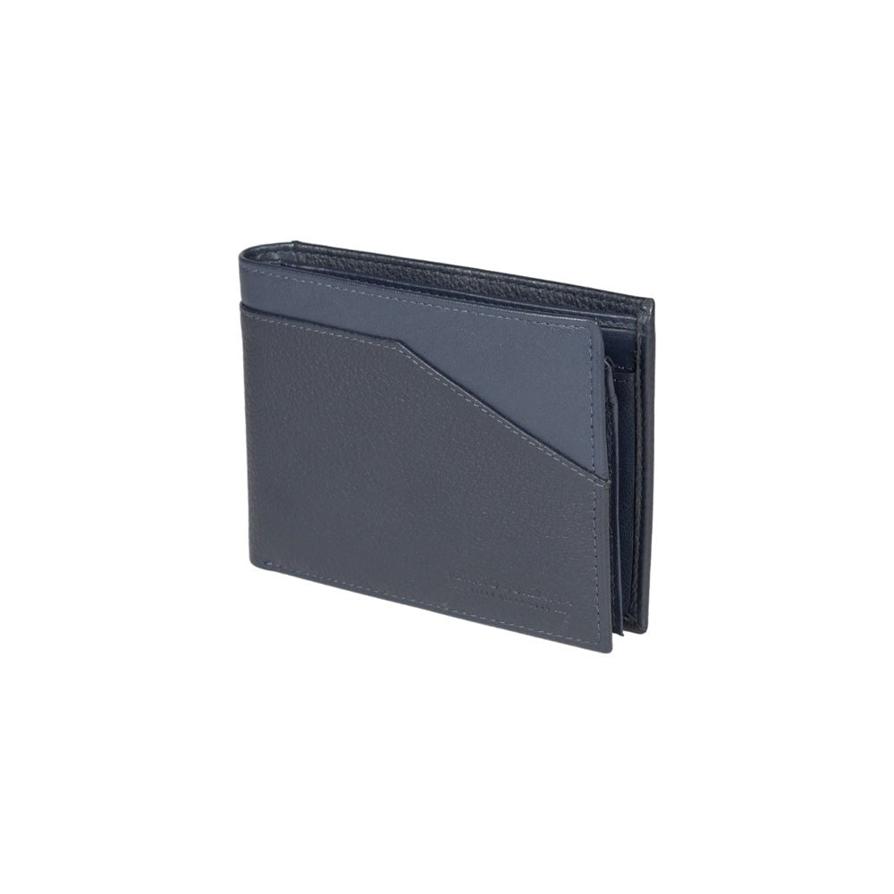 RB12104D | Portafogli Uomo in Vera Pelle pieno fiore, grana dollaro/leggera. Colore Blu. Protezione RFID. Dimensioni da chiuso: cm 12,5 x 9,5 x 2. Confezione: Scatola regalo fondo/coperchio - Velora Luxury Fashion