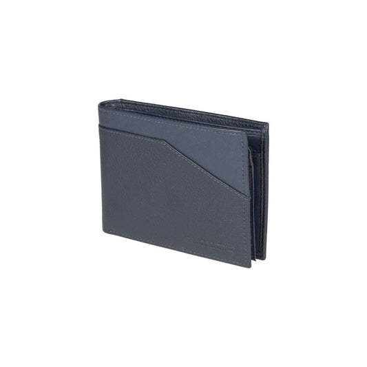 RB12104D | Portafogli Uomo in Vera Pelle pieno fiore, grana dollaro/leggera. Colore Blu. Protezione RFID. Dimensioni da chiuso: cm 12,5 x 9,5 x 2. Confezione: Scatola regalo fondo/coperchio - Velora Luxury Fashion