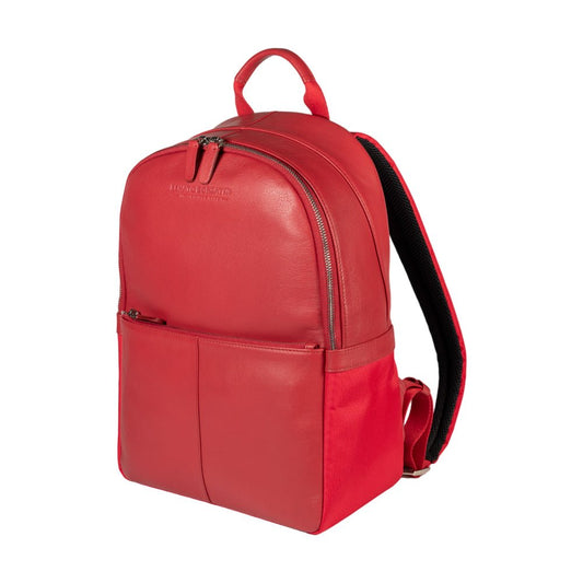 RB2001V | Zaino Porta Netbook/Tablet in Nylon/Vera Pelle, con leggera grana. Chiusura con lampo e spallacci regolabili - Colore Rosso - Dimensioni: cm 27 x 38 x 14. Confezione: Sacchetto Tessuto non Tessuto - Velora Luxury Fashion