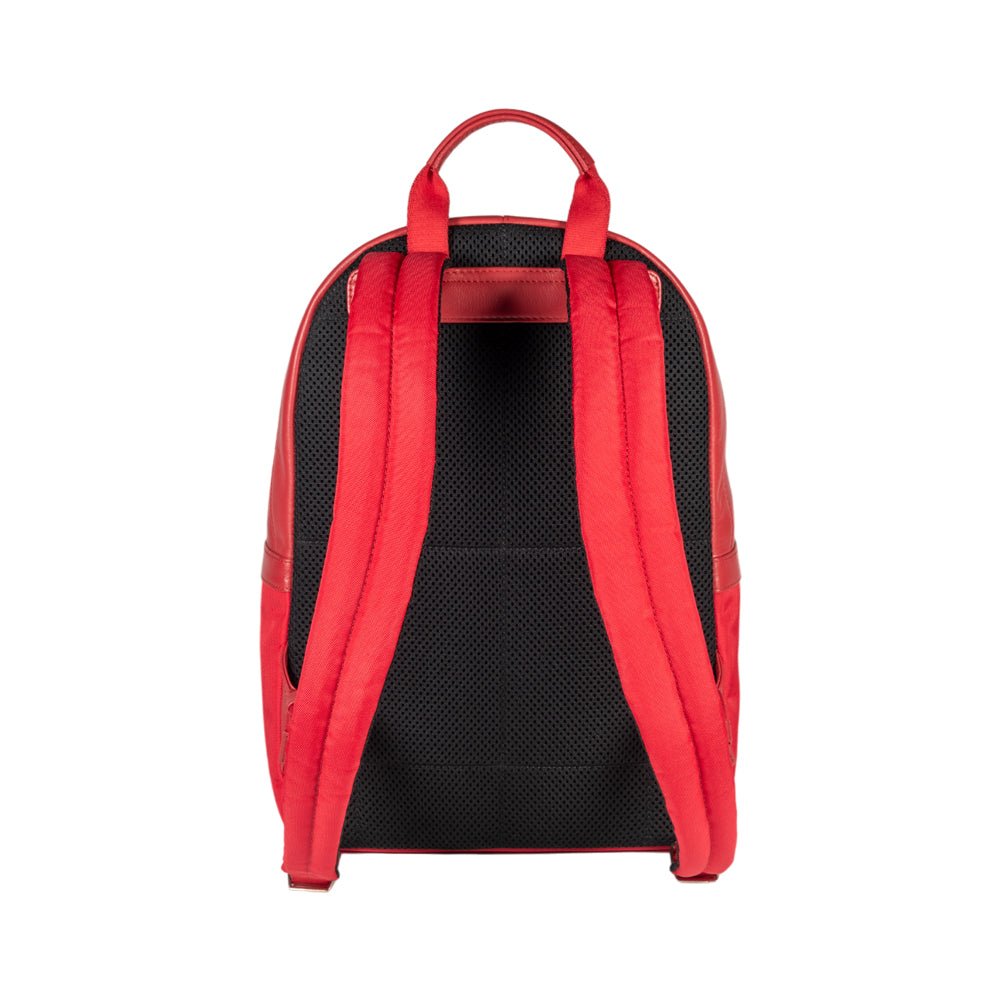 RB2001V | Zaino Porta Netbook/Tablet in Nylon/Vera Pelle, con leggera grana. Chiusura con lampo e spallacci regolabili - Colore Rosso - Dimensioni: cm 27 x 38 x 14. Confezione: Sacchetto Tessuto non Tessuto - Velora Luxury Fashion