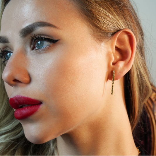 REGINA: Pavé Bar Stud Earrings with Zirconia Gemstones - Velora