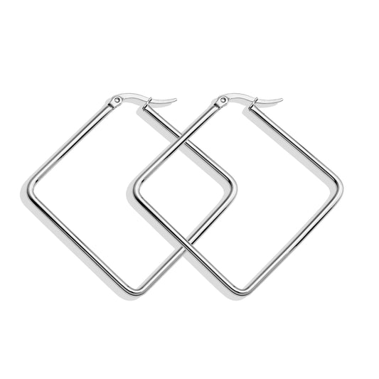 REILYNN: Square Silver Hoops - A Bold Twist on Classic Elegance - Velora
