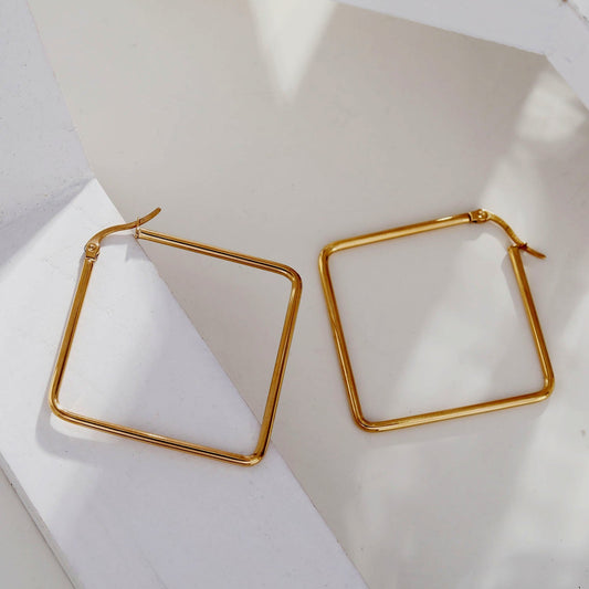 REILYNN Square Shaped Gold Hoops - Velora