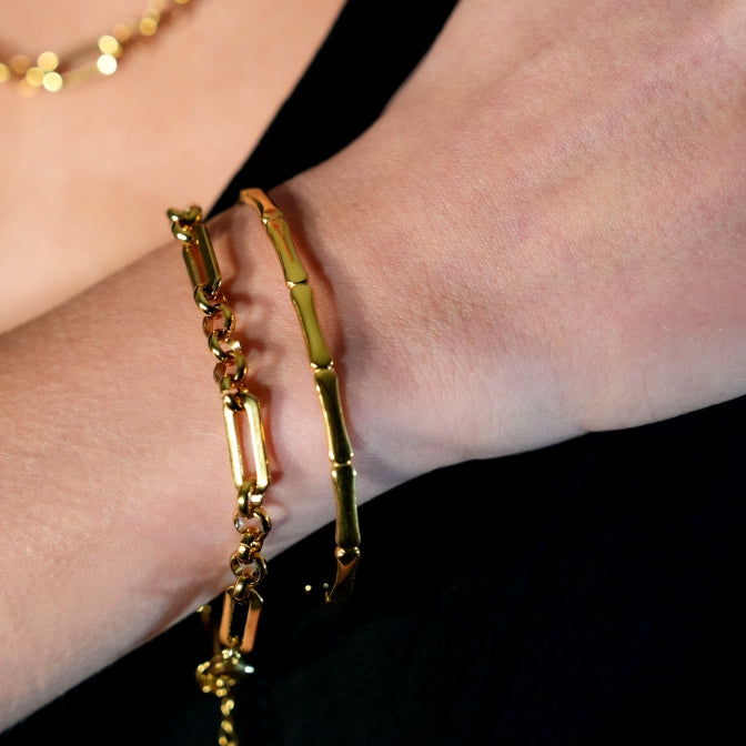 RENEE Gold: Luxury Bamboo Cuff Bracelet – Elegant Nature-Inspired Minimalist Design - Velora