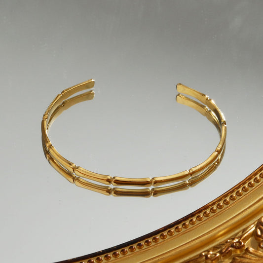 RENEE Gold: Luxury Bamboo Cuff Bracelet – Elegant Nature-Inspired Minimalist Design - Velora