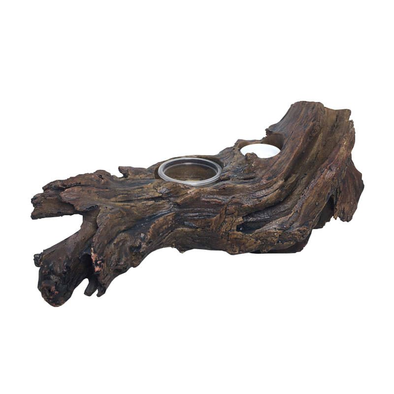 REPTILE DADDY Resin Log w/Feeding Cup Holders approx. 31x17x15cm(H) - Velora Luxury Fashion