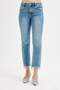 RISEN Full Size High Rise Crop Straight Slim Jeans Plus Size - Velora Luxury Fashion
