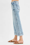 RISEN Full Size High Rise Crop Wide Front Seam Detailed Jeans Plus Size - Velora Luxury Fashion