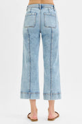 RISEN Full Size High Rise Crop Wide Front Seam Detailed Jeans Plus Size - Velora Luxury Fashion