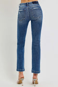 RISEN Full Size Tummy Control Elastic Band Mid Rise Straight Jeans Plus Size - Velora Luxury Fashion
