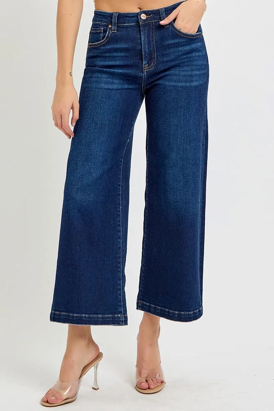 RISEN High Rise Crop Wide Jeans - Velora Luxury Fashion