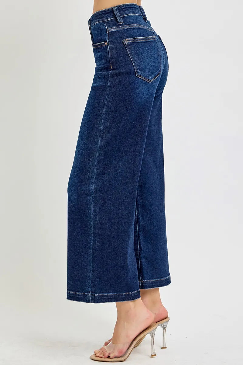 RISEN High Rise Crop Wide Jeans - Velora Luxury Fashion