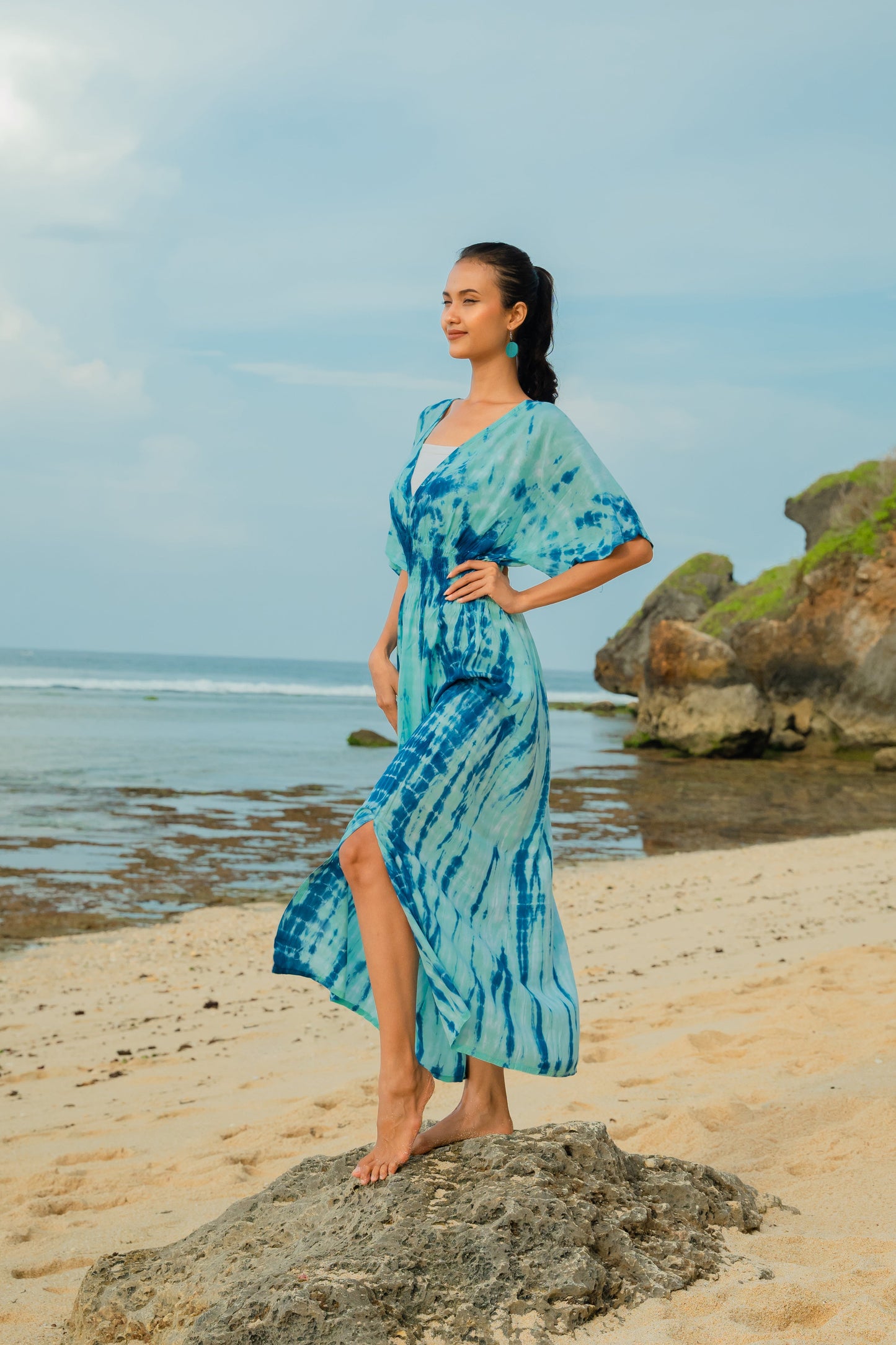 Bone Tie Dye Maxi Dress - Blue
