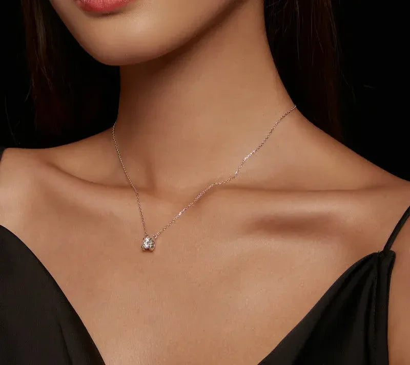 Radiant 1ct Moissanite Sterling Silver Pendant Necklace - Velora Luxury Fashion