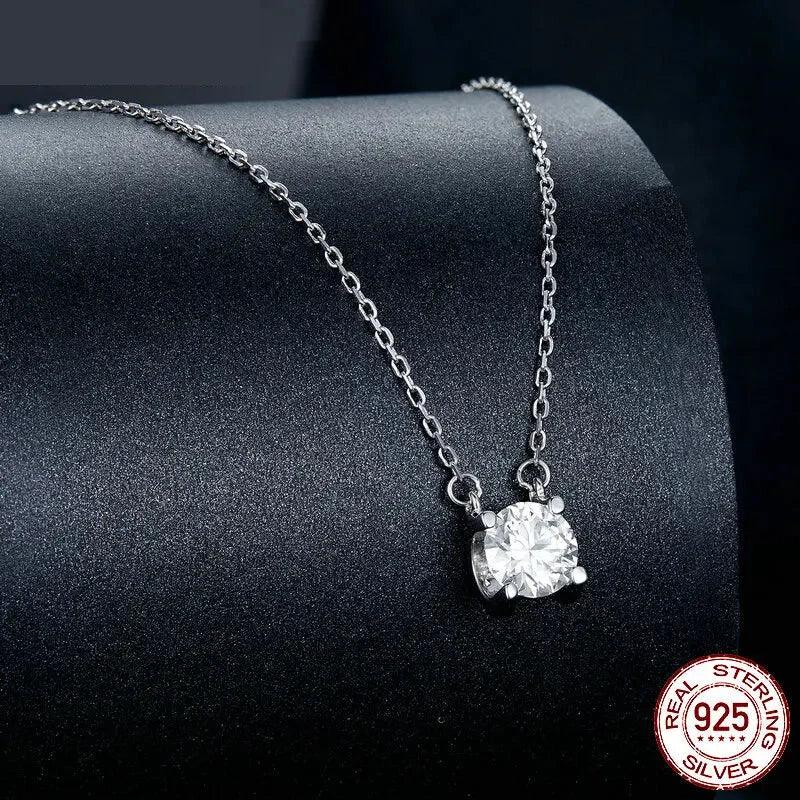 Radiant 1ct Moissanite Sterling Silver Pendant Necklace - Velora Luxury Fashion